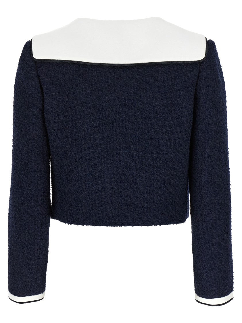 Self-Portrait Navy Boucle Contrast Collar' Blazer