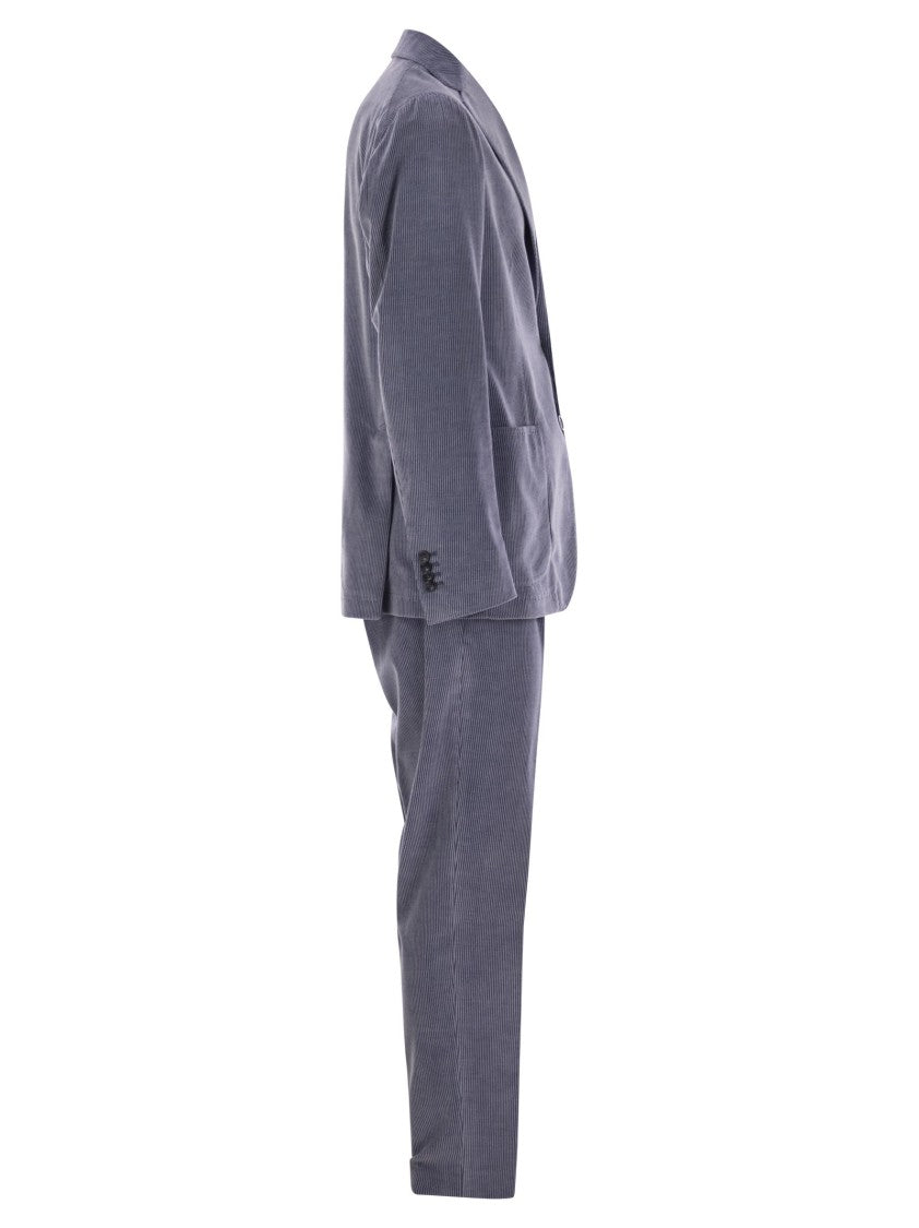 Tagliatore Ribbed Cotton And Cashmere Suit