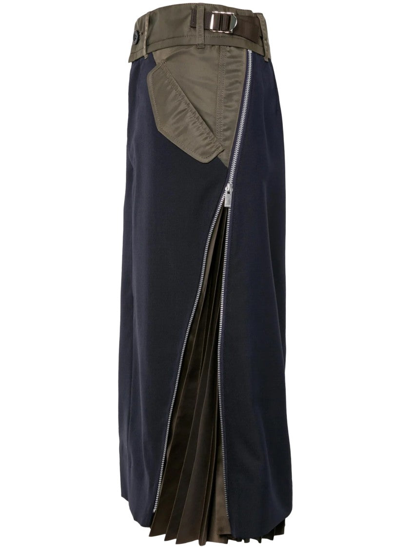 Sacai Tailored Suiting Mix Skirt With Textured Blend
