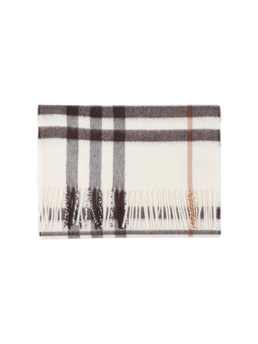 Burberry Cream Check Brushed Cashmere Scarf