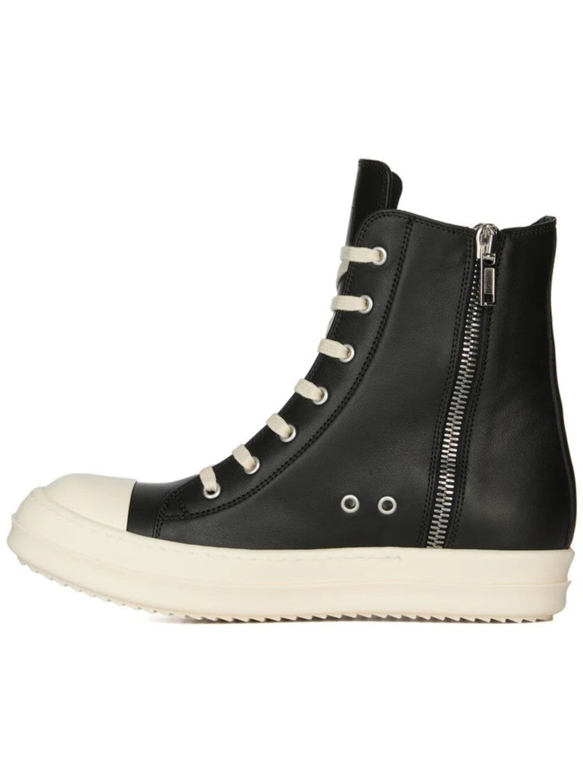 Rick Owens Black Smooth High-Top Sneakers