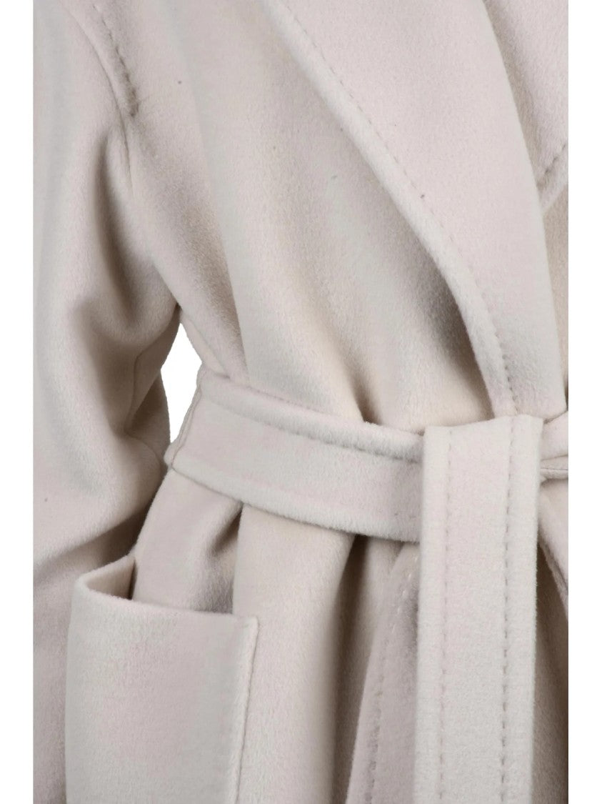 Max Mara White Alpaca-Blend Belted Cloruro Long Coat