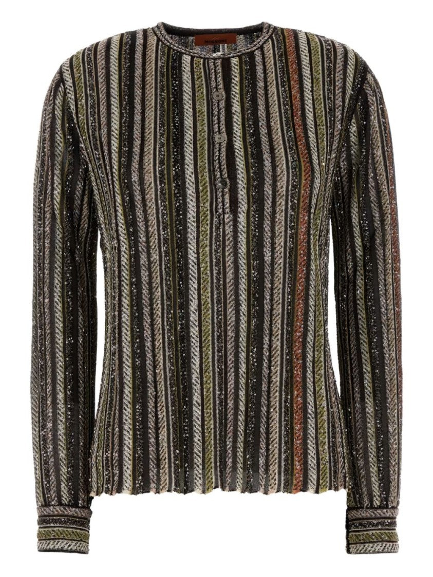 Missoni Multicolour Herringbone Striped Sweater With Sequins