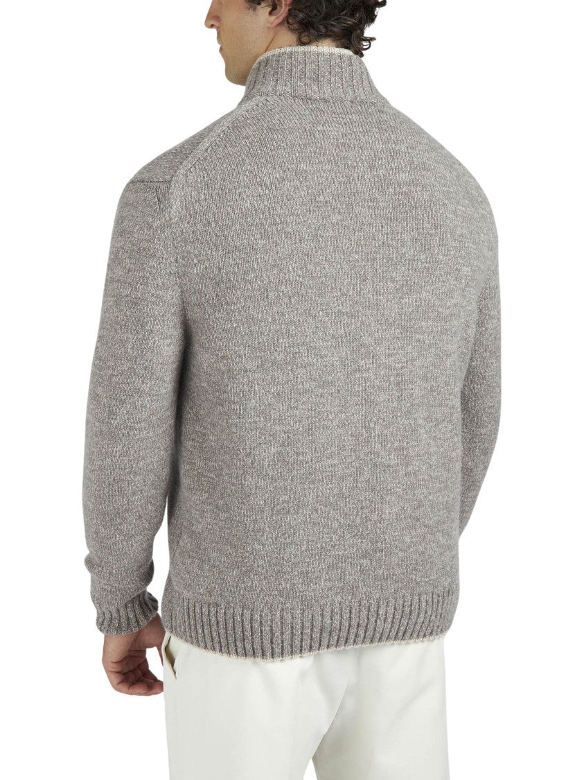 Paul & Shark Textured Knit Turtleneck Sweater With Ribbed Details