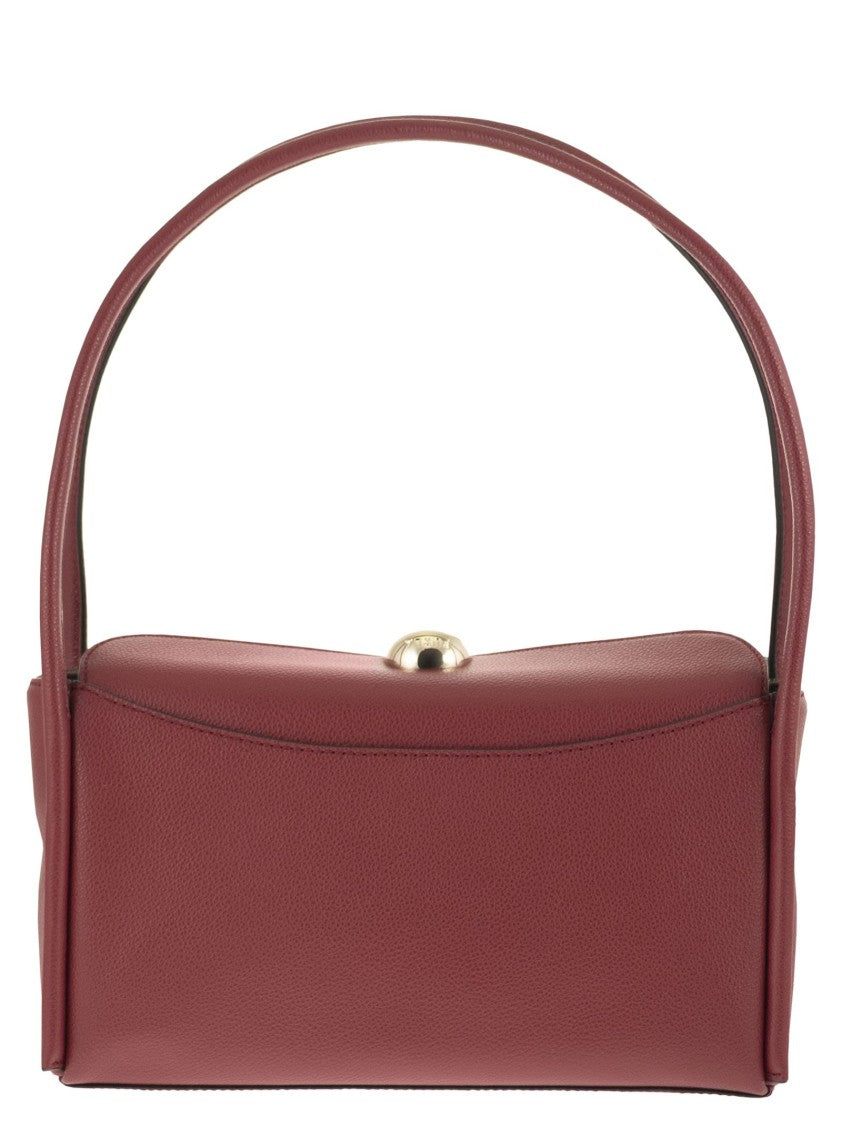 Furla Structured Burgundy Calfskin Leather Nicole Satchel