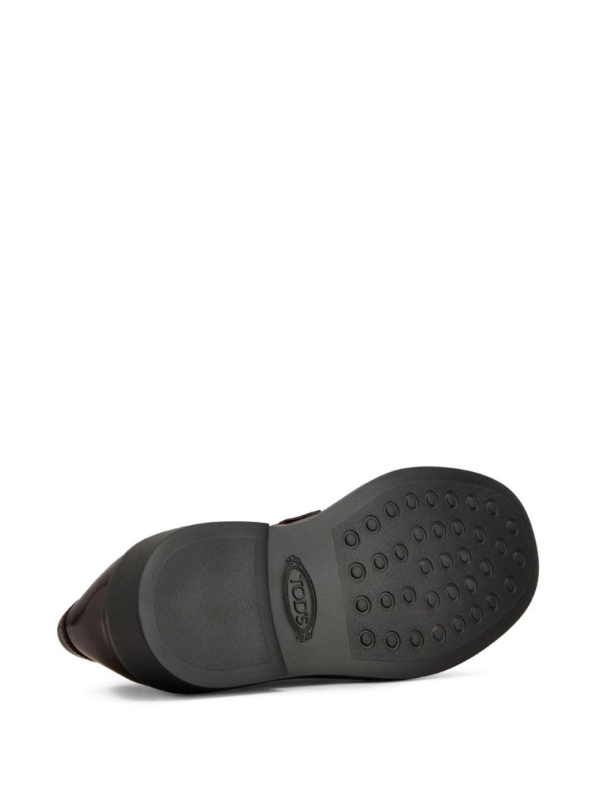 Tod's Burgundy Slip-On Round Toe Flat Shoes