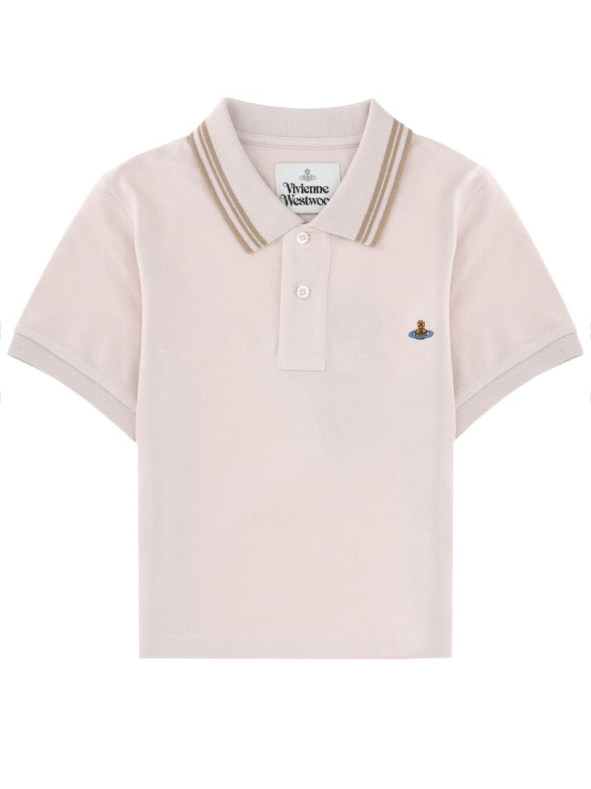 Vivienne Westwood Cropped Double Stripe Cotton Polo Shirt