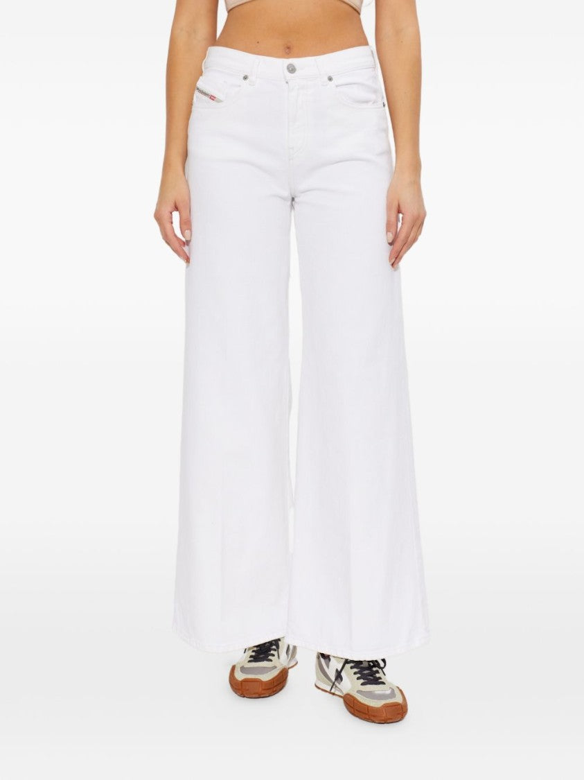 Diesel High-Waisted Wide-Leg Jeans With Crisp White Finish