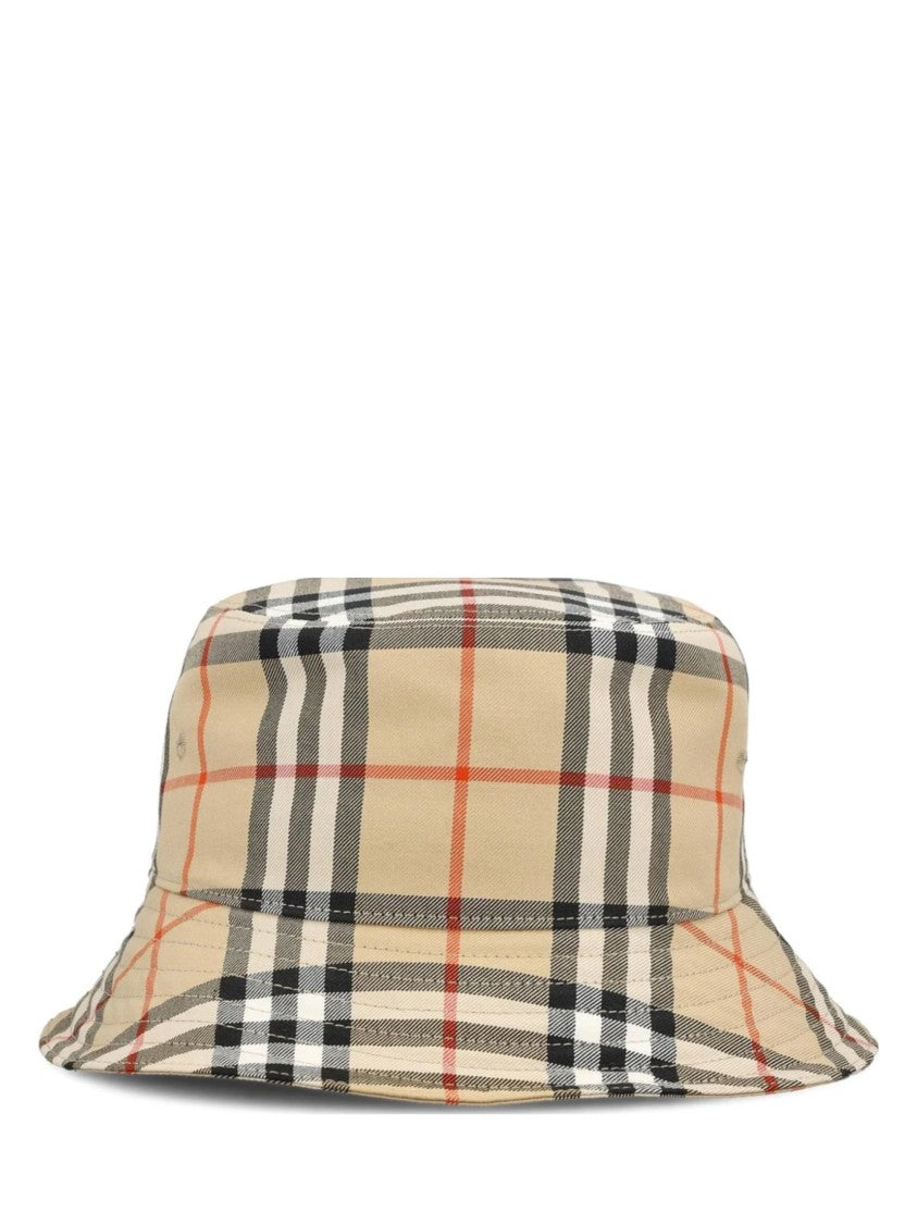 Burberry Check Print Cotton Fisherman Hat With Classic Design