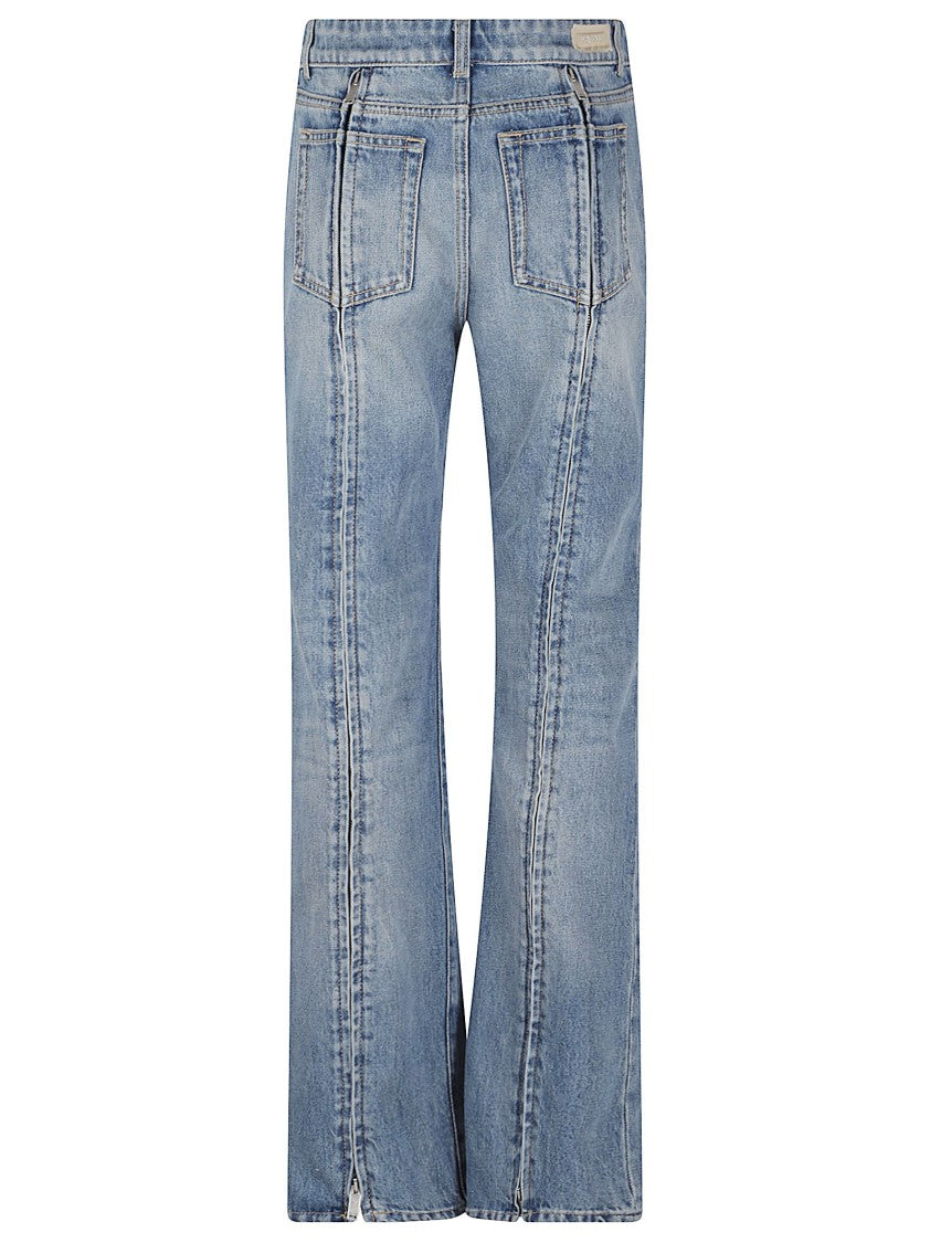Alexander Mcqueen Slightly Flared Light Blue Jeans With Raw Hem