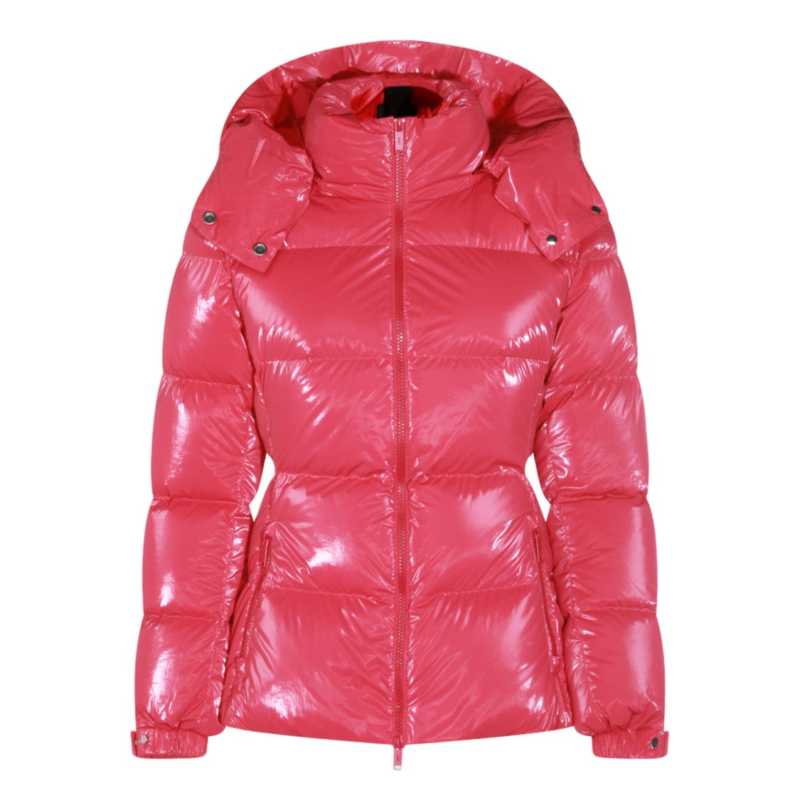 Add Glossy Puffer Coat With Detachable Hood
