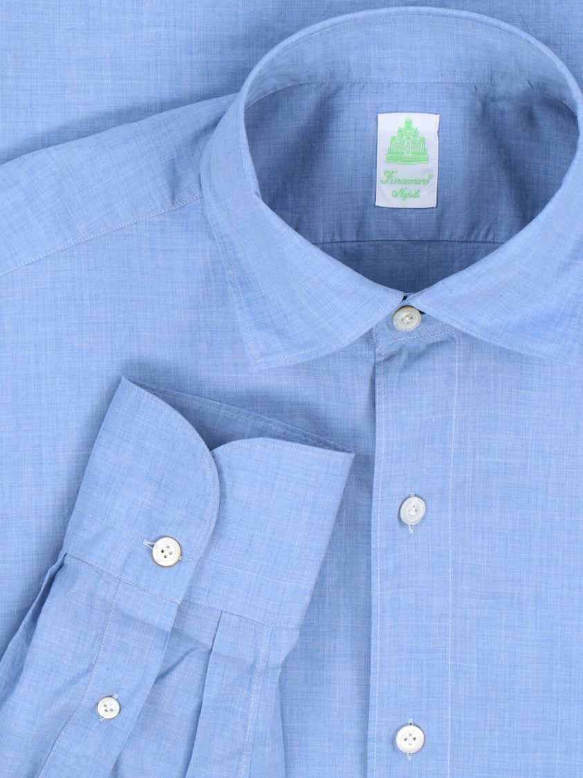 Finamore Light Blue Gaeta Tailored Linen Shirt
