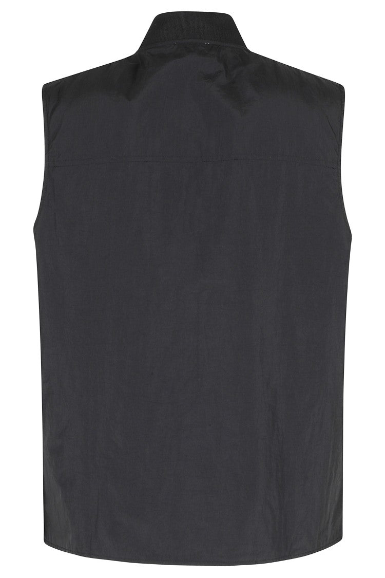 Autry Black Bomber-Neck Drawstring Polyamide Vest