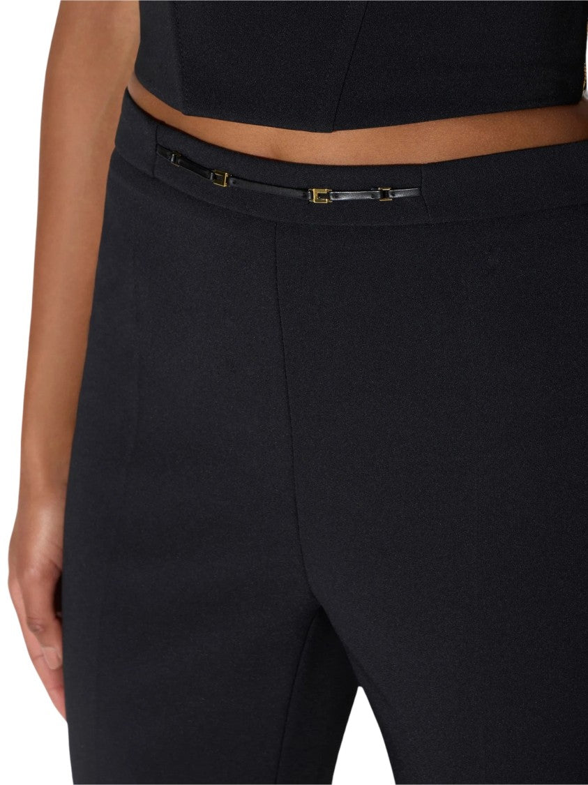 Elisabetta Franchi Cropped Tailored Pants With Glossy Belt Detail