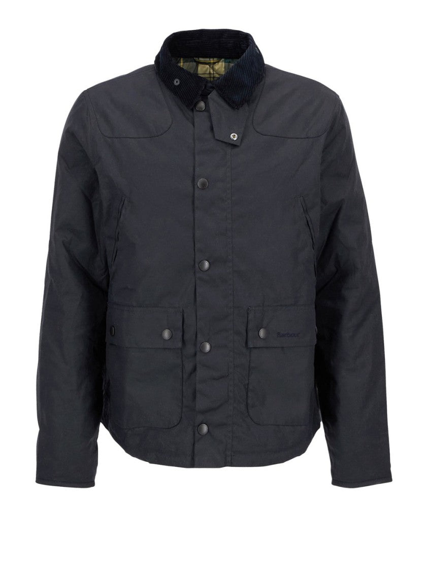Barbour Reelin Wax Jacket With Adjustable Hood And Reinforced Stitching