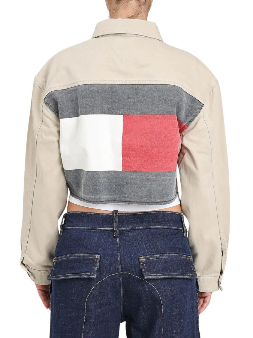 Tommy Jeans Beige Cotton Cropped Jacket