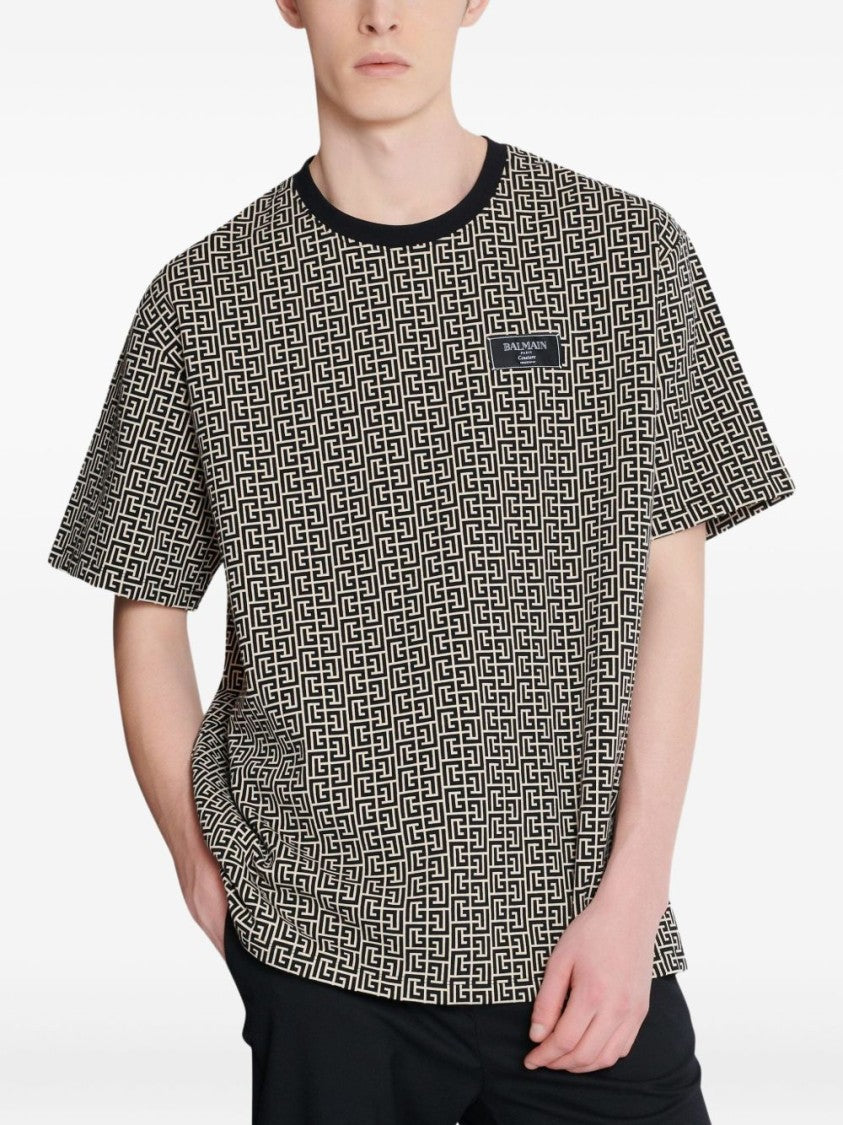 Balmain Geometric Pattern Silk And Nylon T-Shirt
