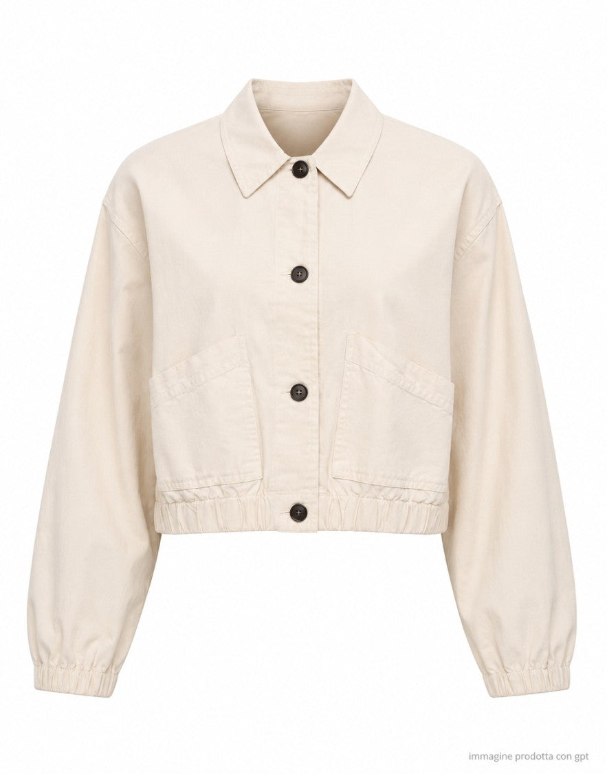 Eat Dust 673 Wheat Cropped Overshirt Cotton Shirt
