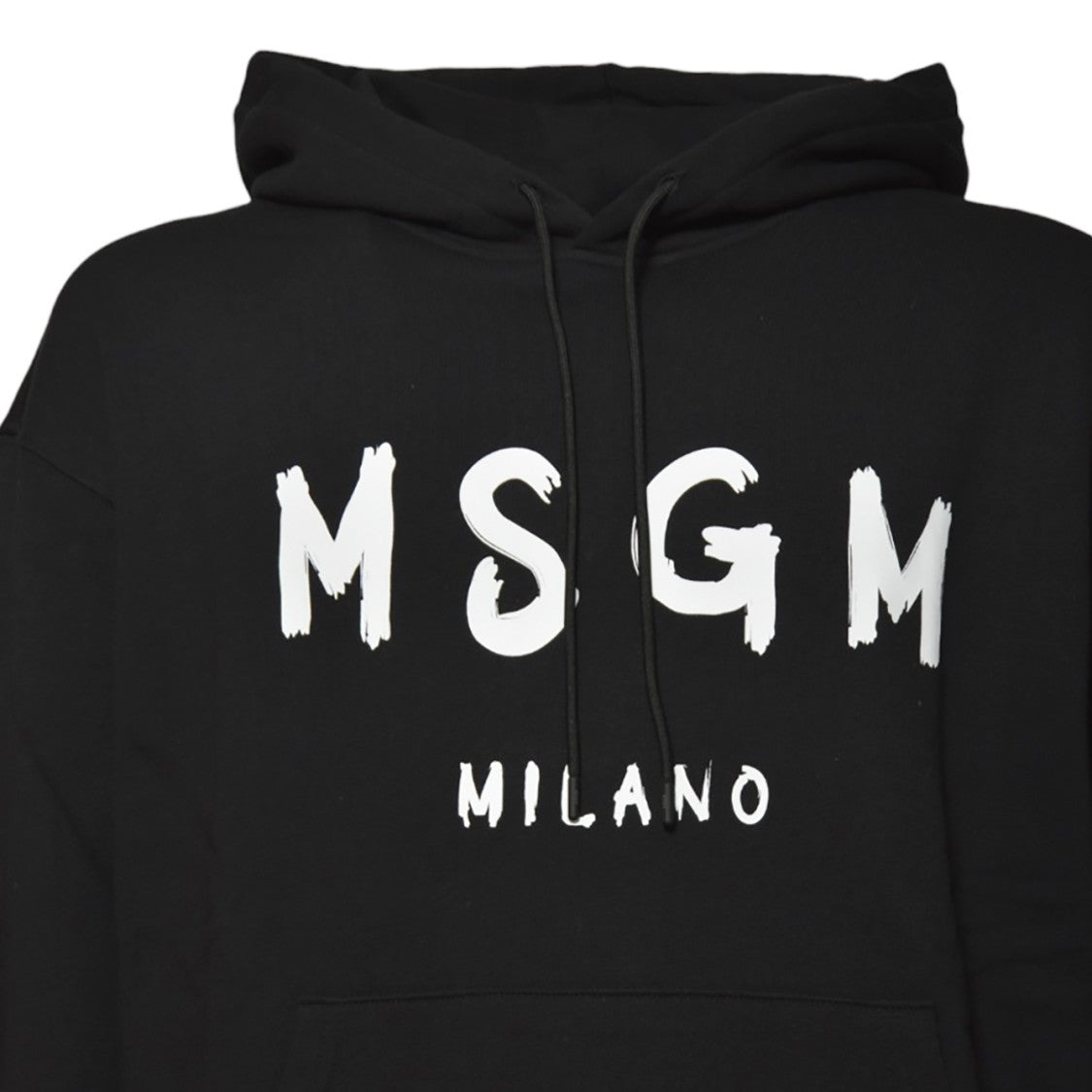 Msgm Black Cotton Hoodie