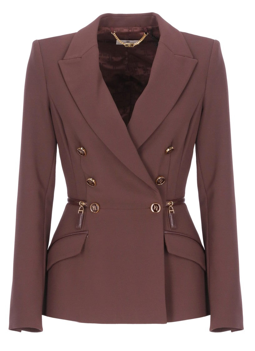 Elisabetta Franchi Crepe Double-Breasted Blazer