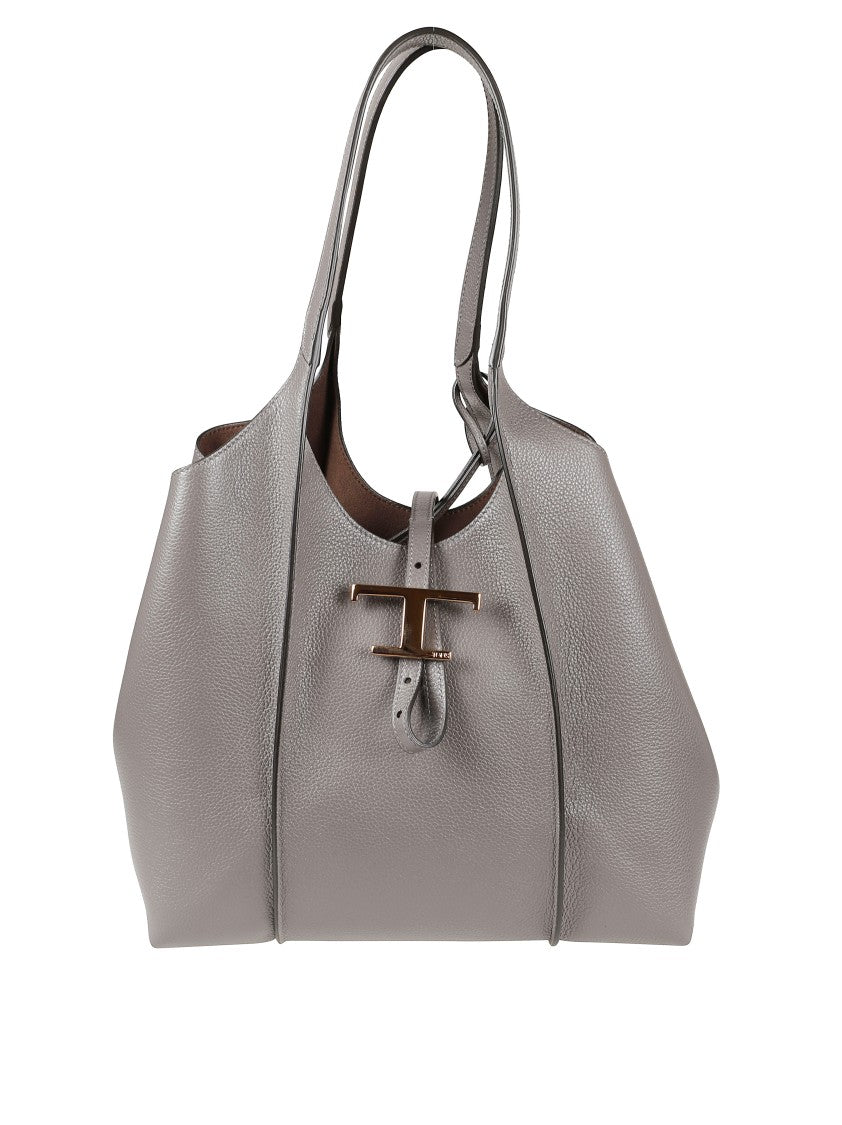 Tod's Textured Leather Tote Bag With Metallic Buckle Closure