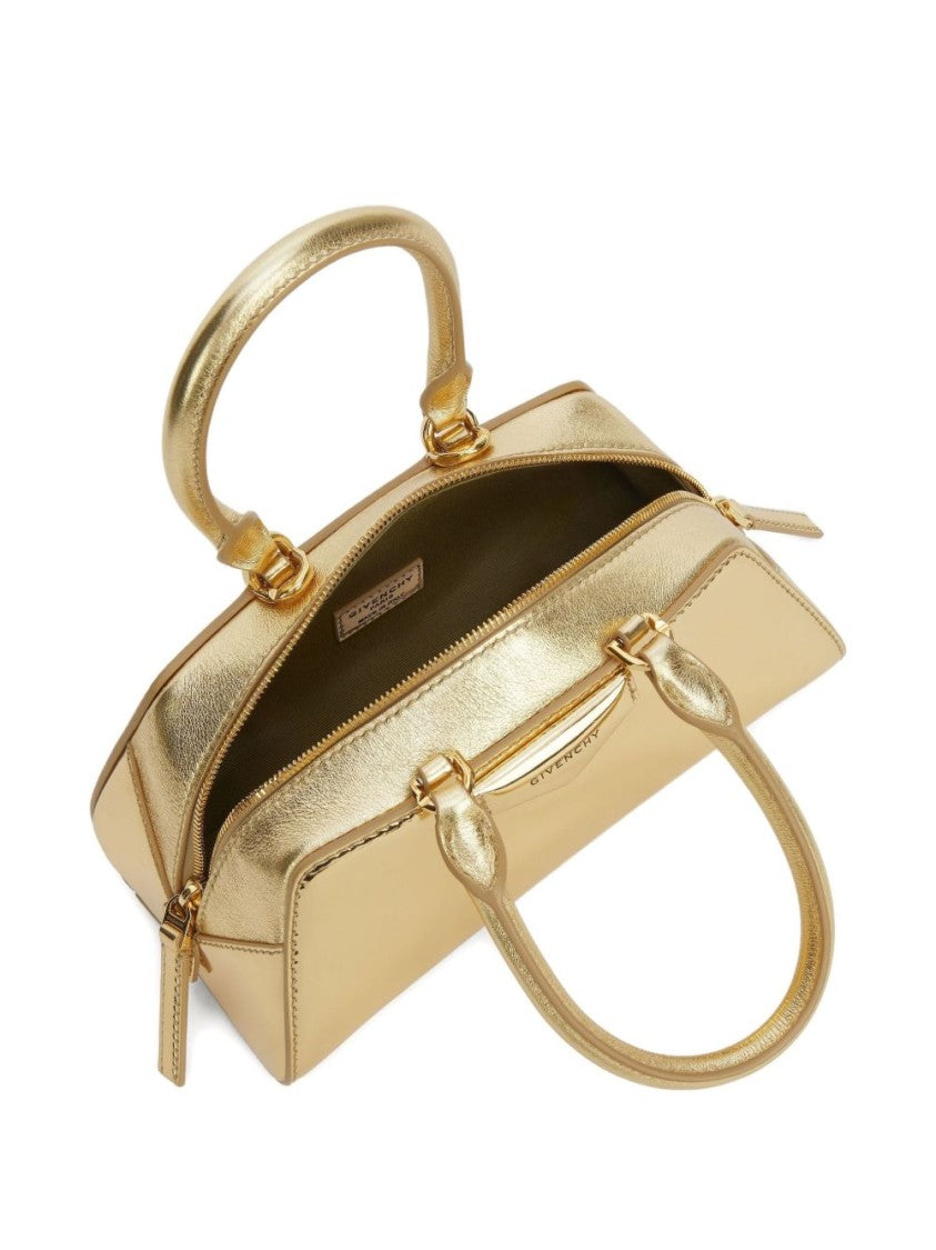 Givenchy Trapezoidal Shaped Gold Metallic Calf Leather Bag