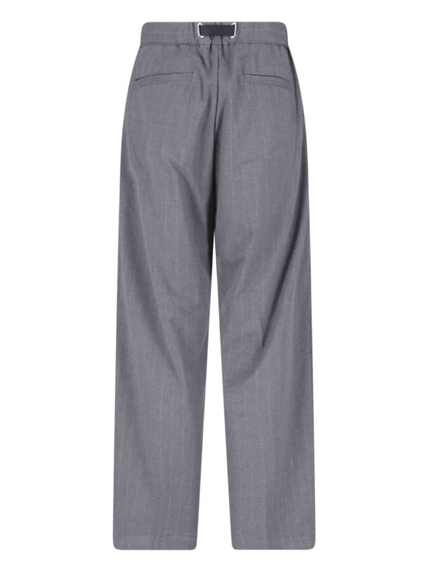 White Sand Grey Belted Straight-Leg Pants