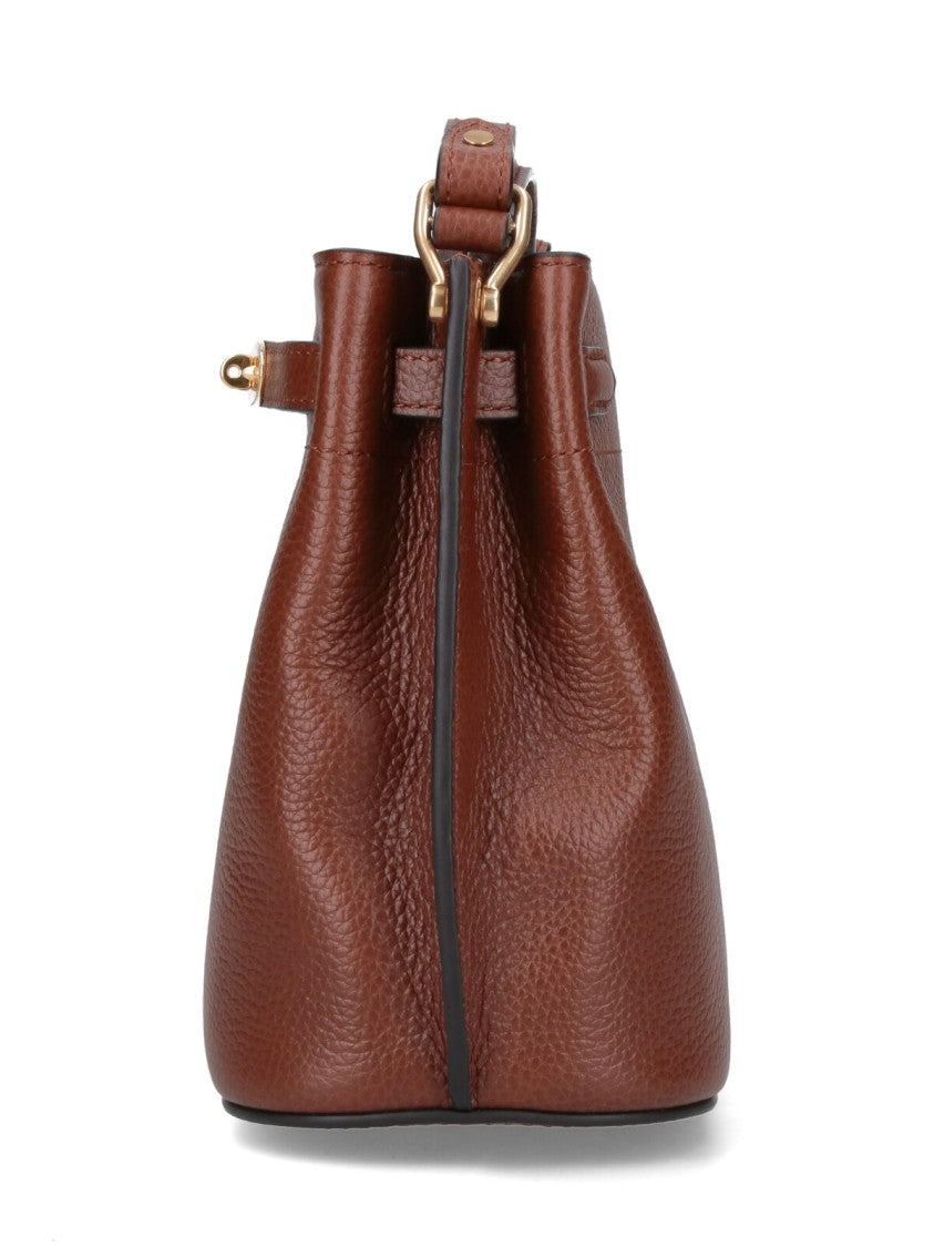Mulberry "Islington" Mini Bucket Bag In Brown Calfskin