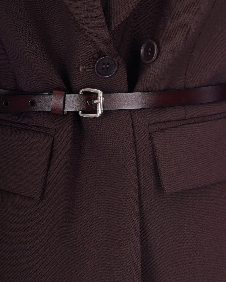 P.A.R.O.S.H. Dark Brown Double-Breasted Wool-Blend Blazer