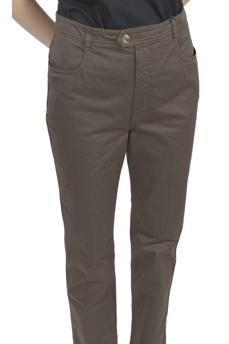 Saint Laurent Dark Green Cotton Cropped Trousers