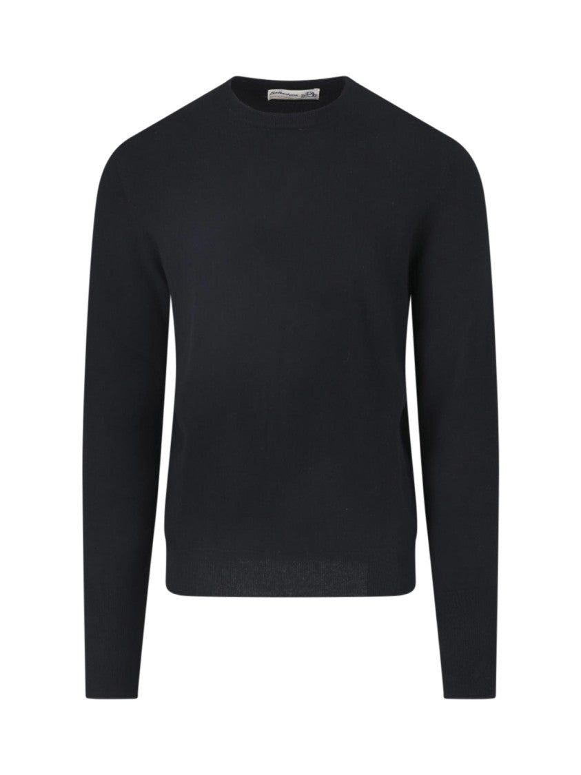 Ballantyne Minimalist Fitted Crew Neck Ribbed Detailing Sweater