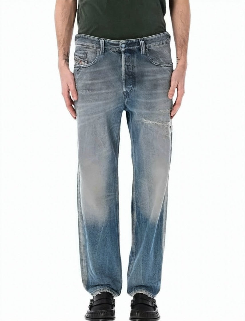 Diesel Relaxed Fit Denim Pants With Faded Wash