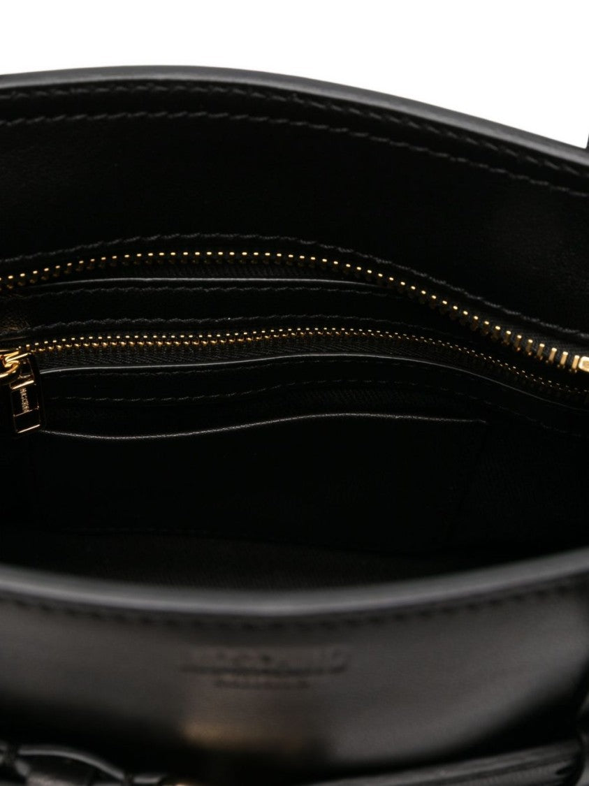 Moschino Black Structured Buckle Folded Detail Bag