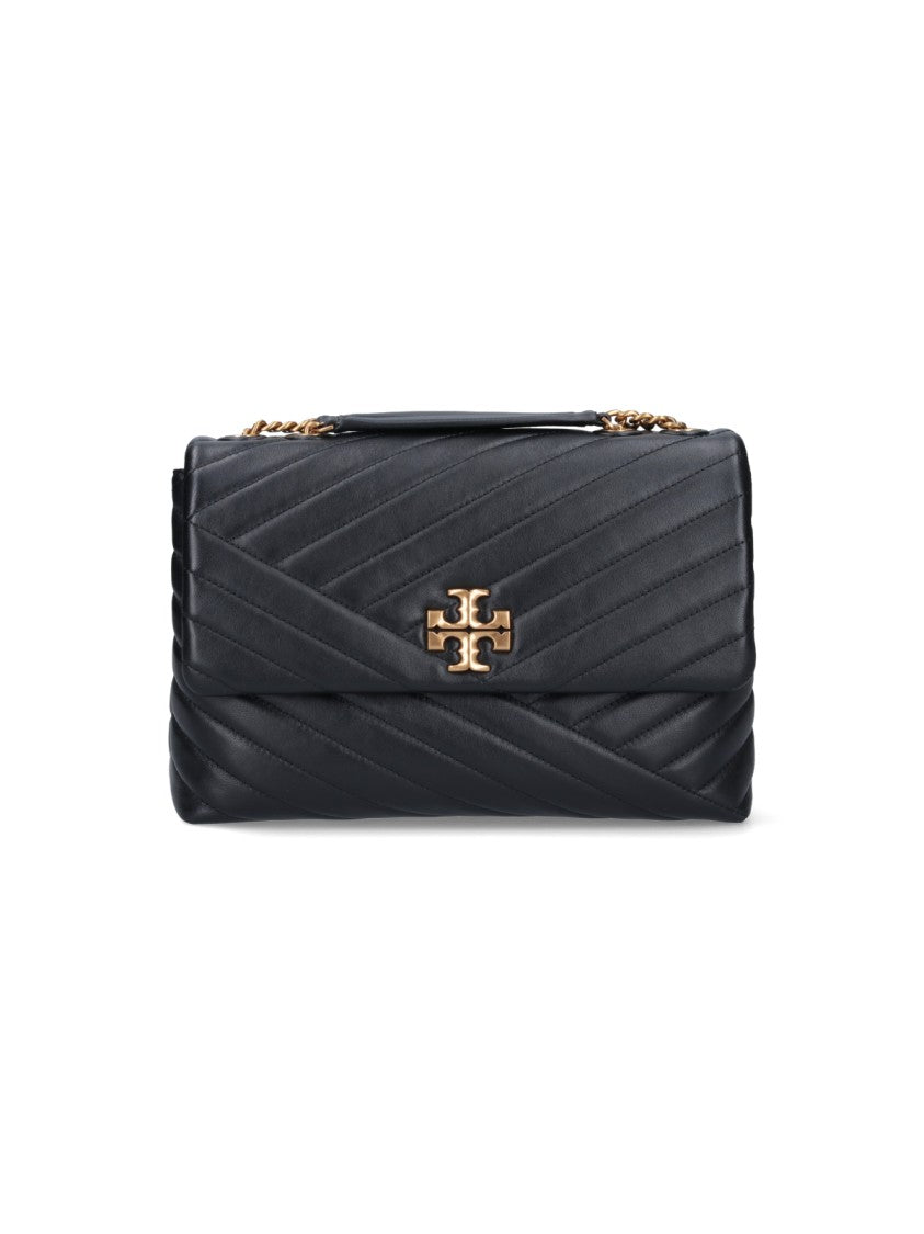 Tory Burch Chevron Matelassé Black Sheepskin Shoulder Bag