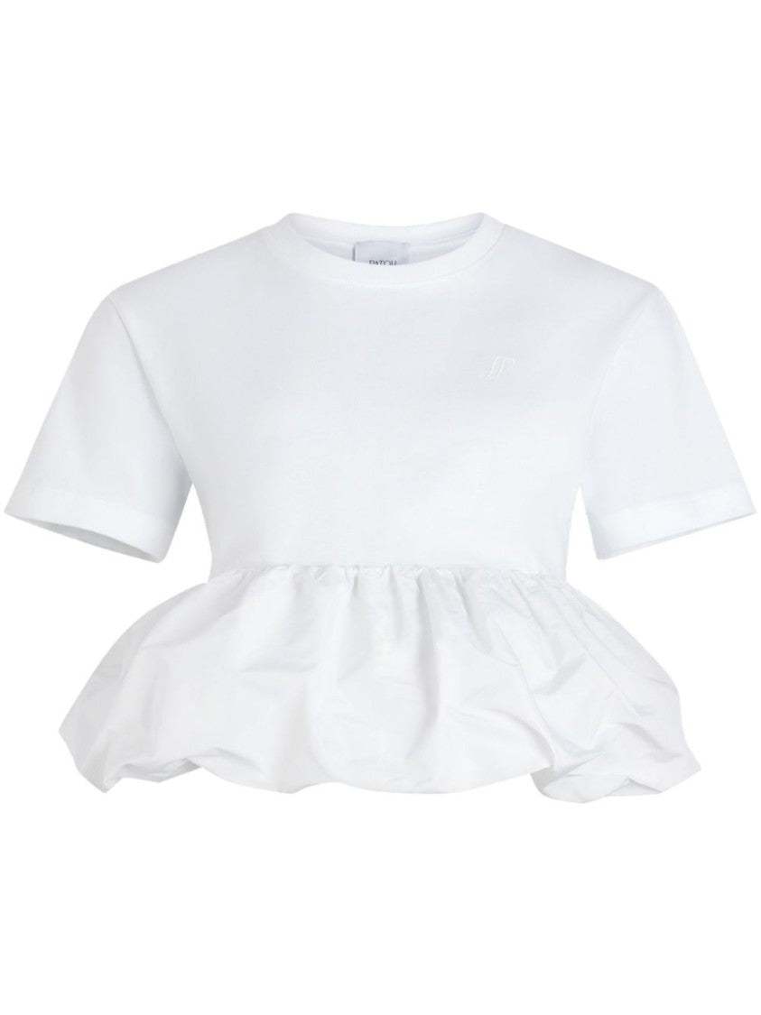 Patou White T-Shirt With Peplum Design