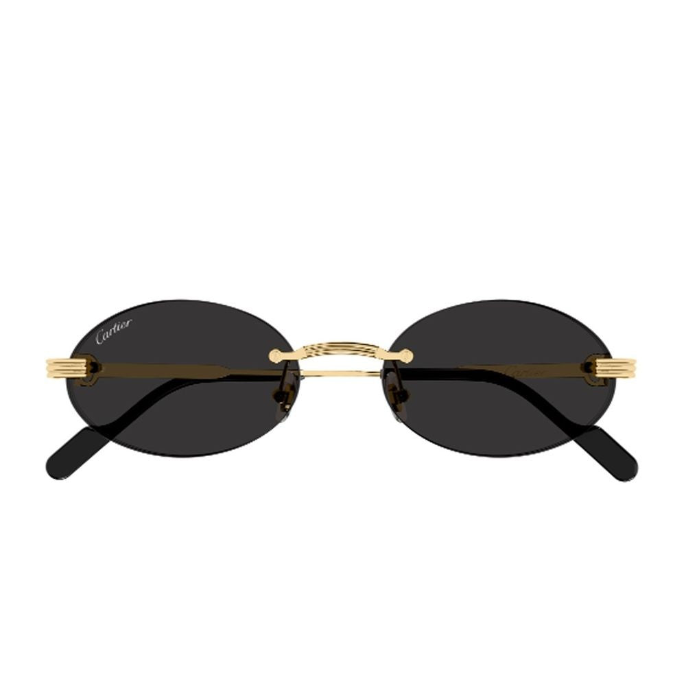 Cartier Rimless Gold-Tone Metal Oval Sunglasses With Godron Detail