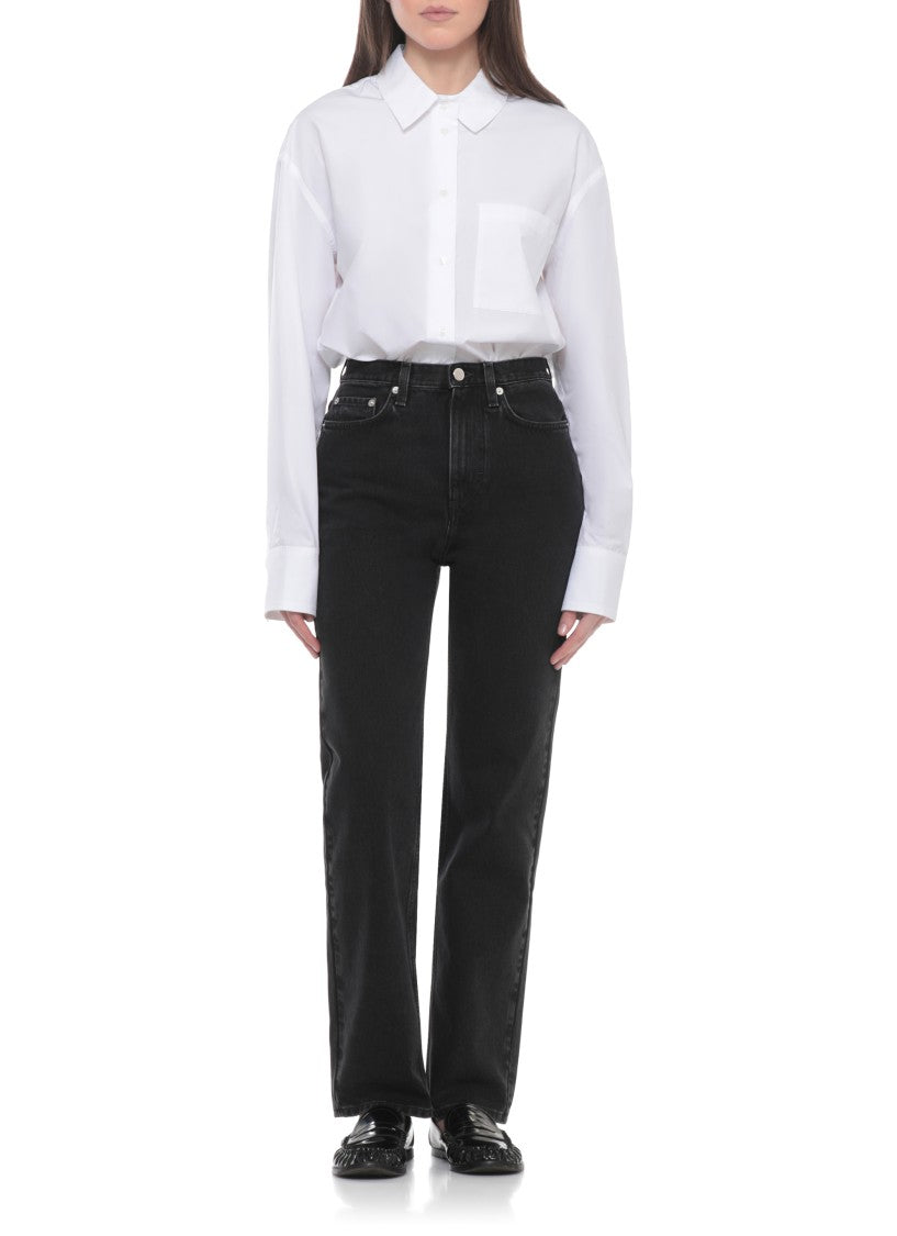 Loulou De Saison White Lee Embroidered Cotton Shirt