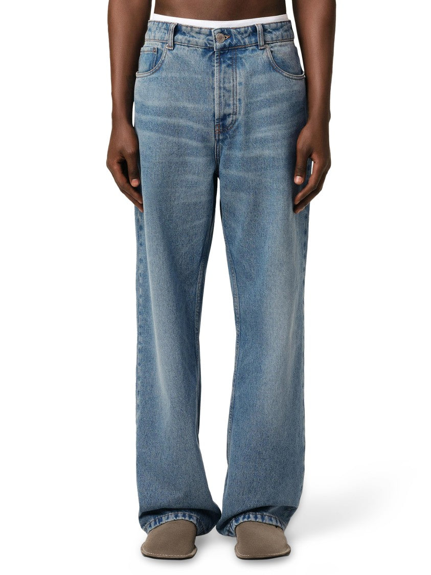 Ami Large Fit Denim Jeans With Classic Structure