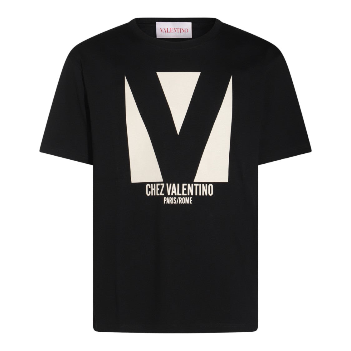 Valentino Black Short-Sleeve T-Shirt With Geometric 'V' Design