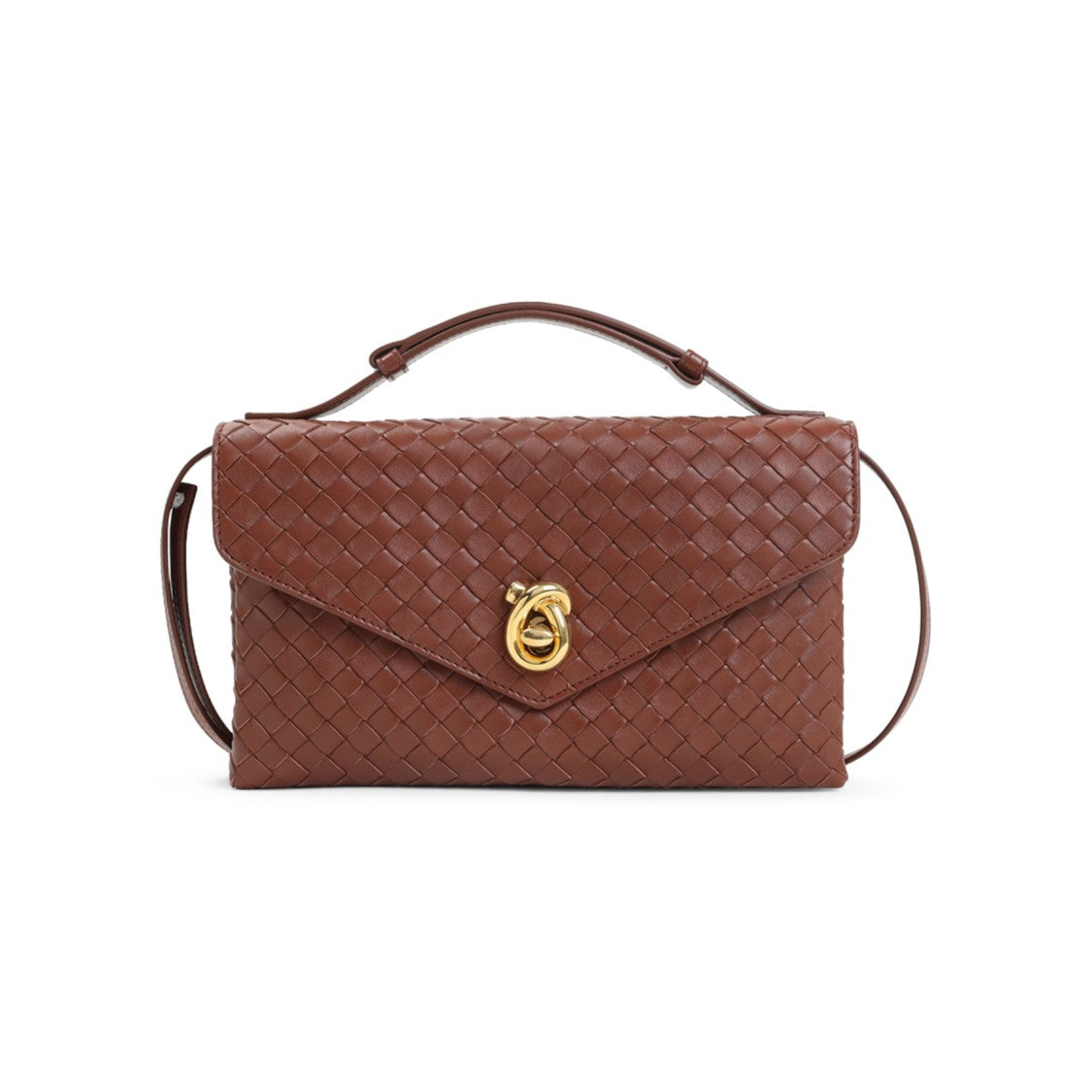 Bottega Veneta Knot Lock Sapele Lamb Leather Shoulder Bag