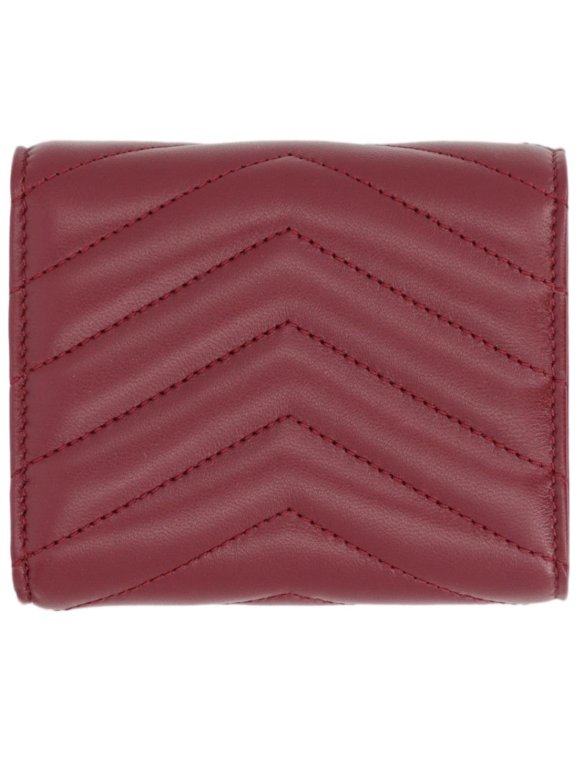 Saint Laurent Cassandre Matelassé Compact Multi-Fold Wallet With Chevron Design