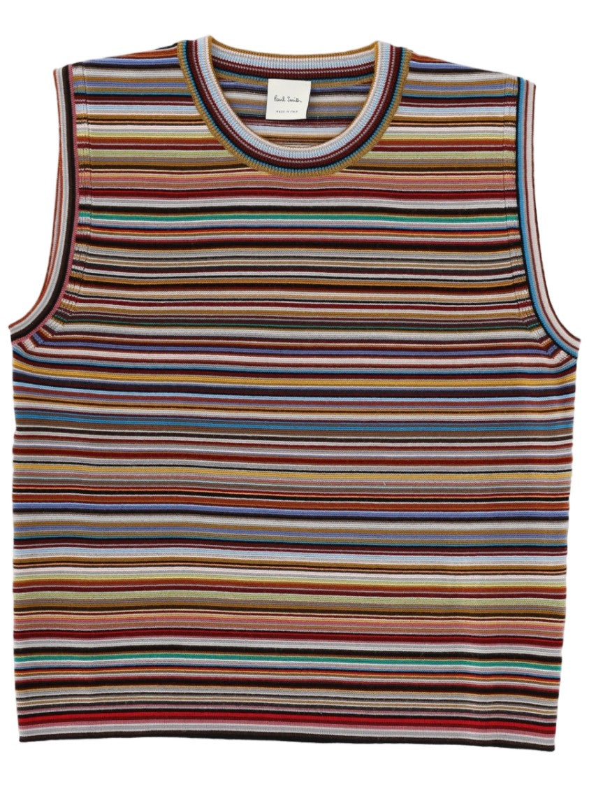Paul Smith Signature Stripe Sleeveless Merino Wool Knit Top