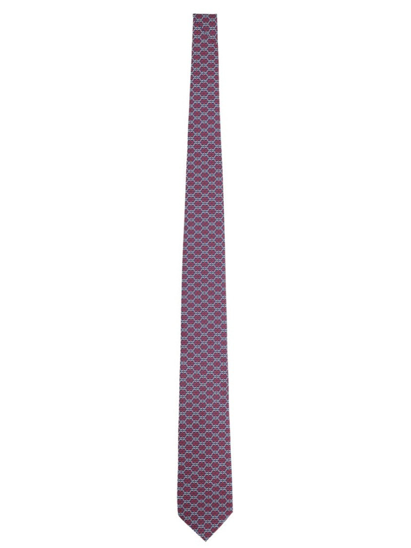 Ferragamo Repeating Geometric Pattern Pointed Silk Tie