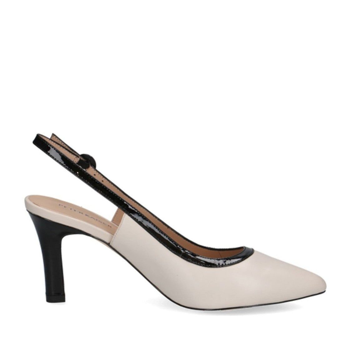 Peter Kaiser White Pointed Toe Slingback Strap Contrast Trim Dress Pumps