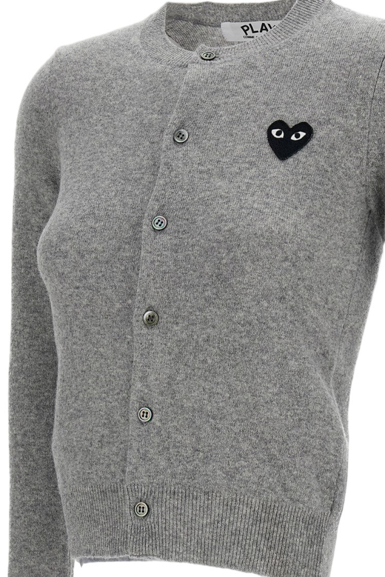 Comme Des Garçons Black Black Emblem Wool Round-Neck Cardigan