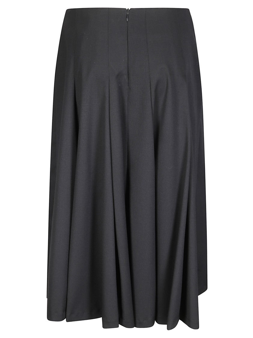 Stefano Mortari Black Flared Skirt With Low Pleats