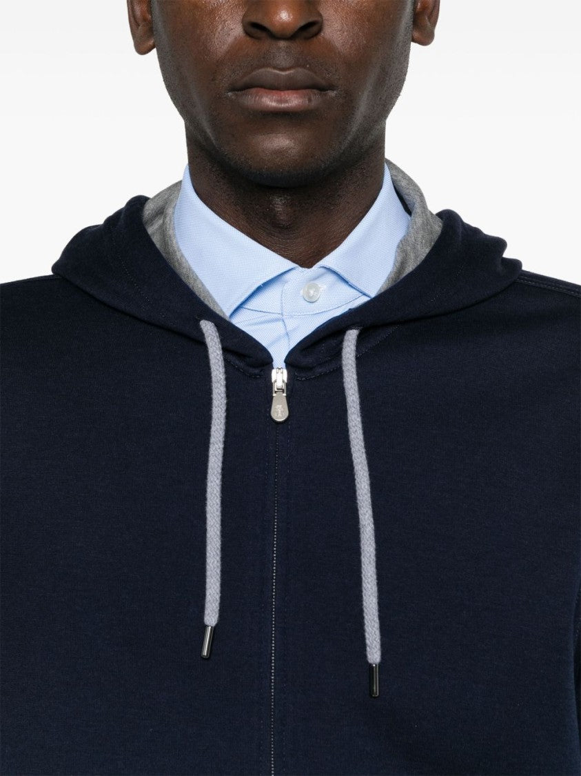 Brunello Cucinelli Zip-Up Hoodie With Contrast Lining And Pockets