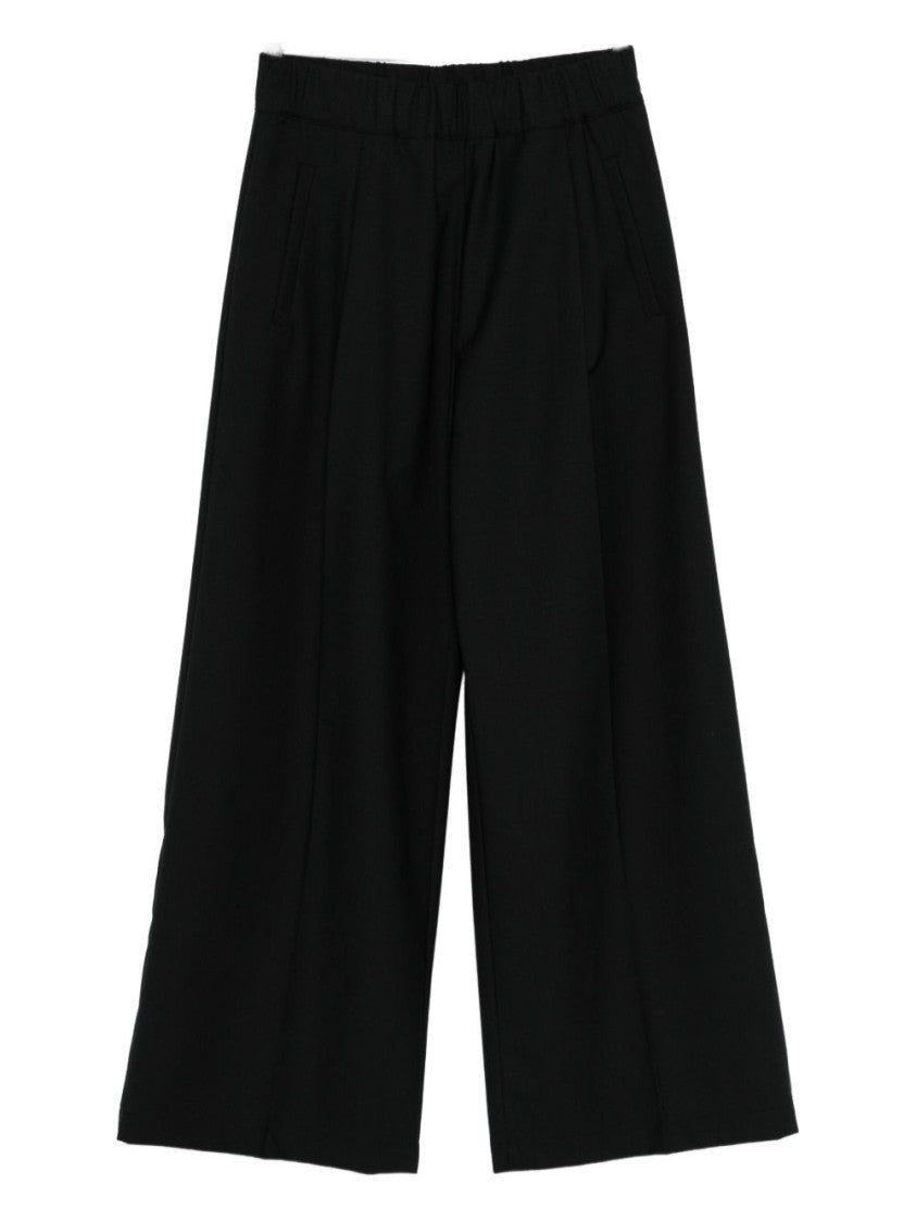 Semi Couture Wide-Leg Cropped Trousers With Elastic Waistband