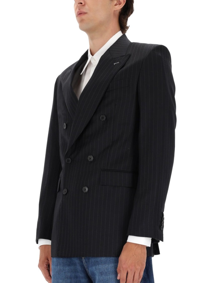 Givenchy Tailored Double-Breasted Wool Jacket With Subtle Pinstripes
