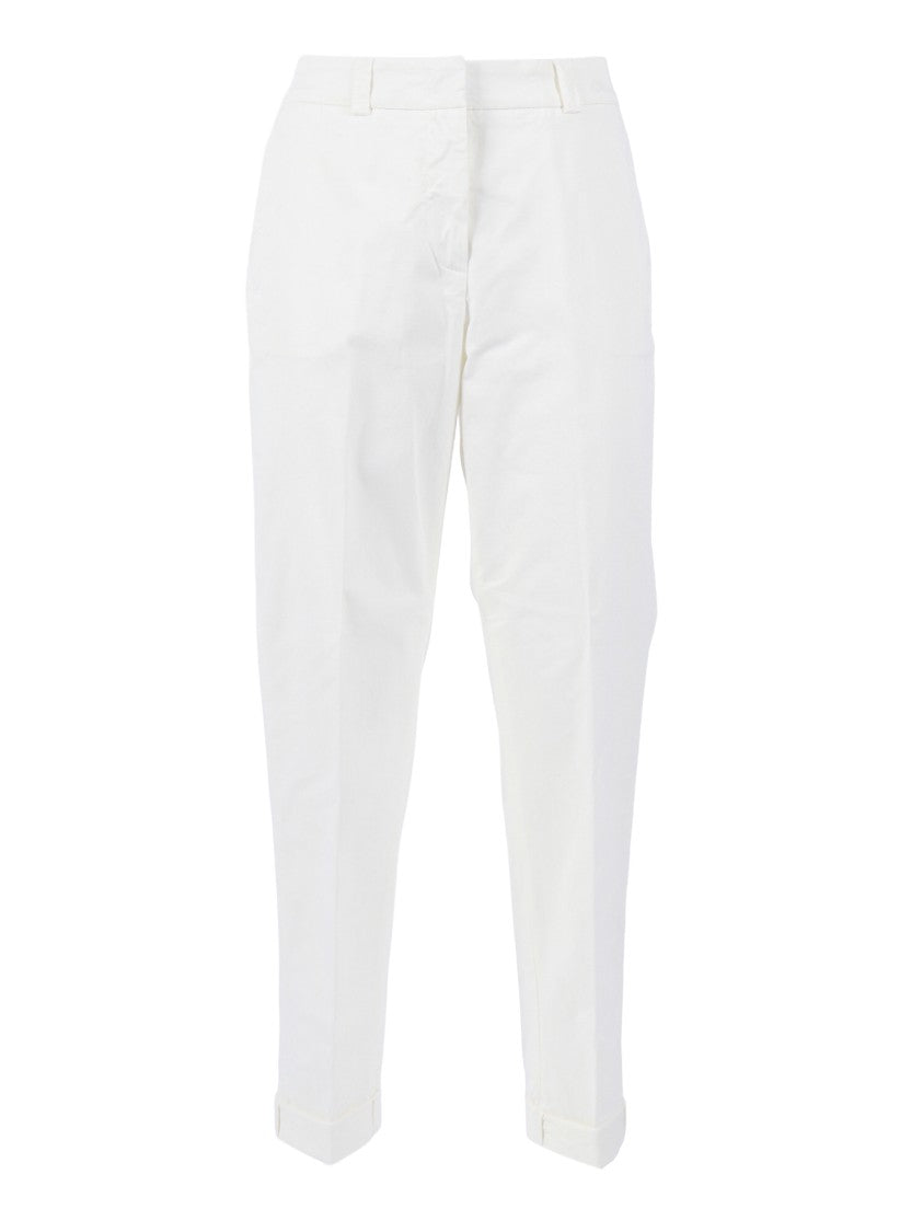 Peserico White Woman Trousers Mid Rise Straight-Leg Pants